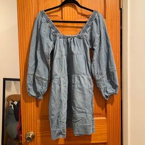 Free People Bubble Arm Denim Dress